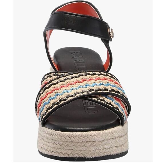 KARL LAGERFELD PARIS Women's Celest Ankle-Strap Espadrille Platform Wedge Sandal - Picture 2 of 7